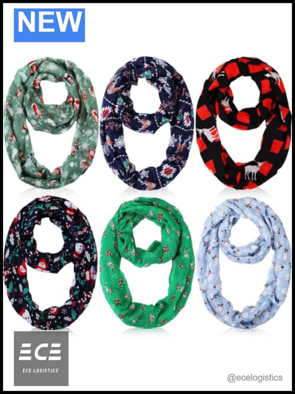Christmas Infinity Scarf Set Voile Sheer Holiday Loop Scarves Lightweight